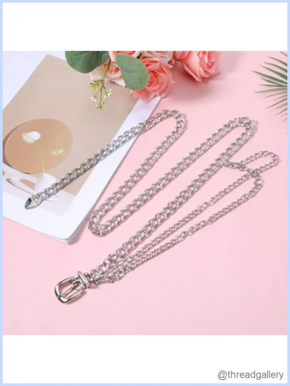 Punk Waist Chain Silver Metal Belt Adjustable Multilayer Body Link for Dresses